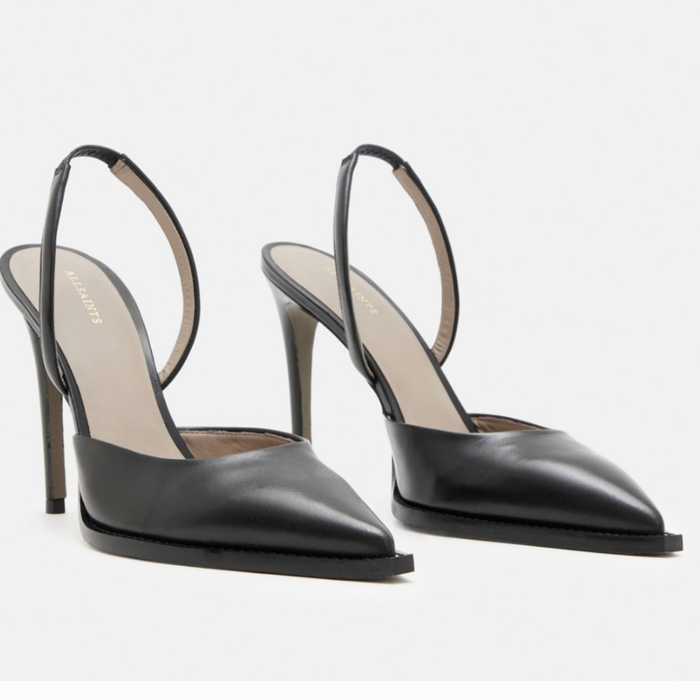 All Saints Lily leather slingback heels